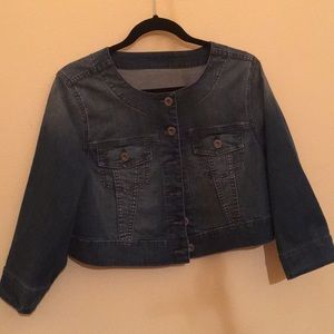 Torrid Cropped Jean Jacket with 3/4 Sleeves / New